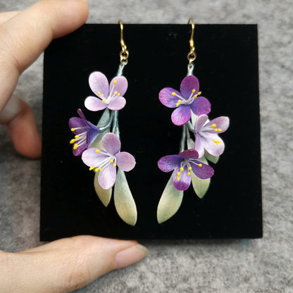 Boucles d'oreilles sur mesure violettes - Boucles d'oreilles en soie (Ronghua)