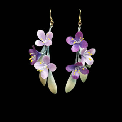 Boucles d'oreilles sur mesure violettes - Boucles d'oreilles en soie (Ronghua)