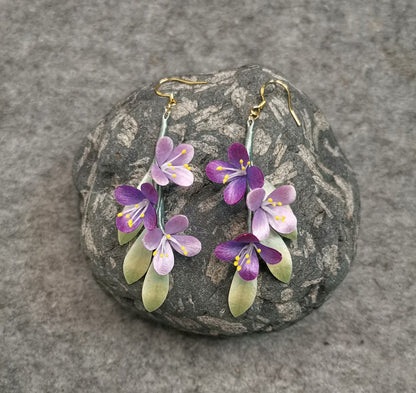 Boucles d'oreilles sur mesure violettes - Boucles d'oreilles en soie (Ronghua)