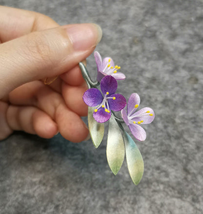 Boucles d'oreilles sur mesure violettes - Boucles d'oreilles en soie (Ronghua)