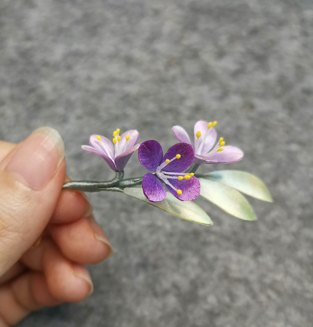 Boucles d'oreilles sur mesure violettes - Boucles d'oreilles en soie (Ronghua)