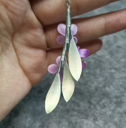 Boucles d'oreilles sur mesure violettes - Boucles d'oreilles en soie (Ronghua)