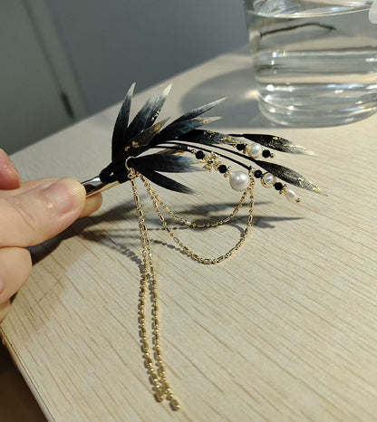 Barrette à feuilles sur mesure - Barrette à cheveux en soie (Ronghua)