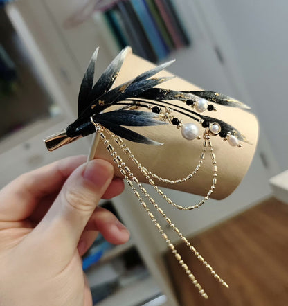Barrette à feuilles sur mesure - Barrette à cheveux en soie (Ronghua)