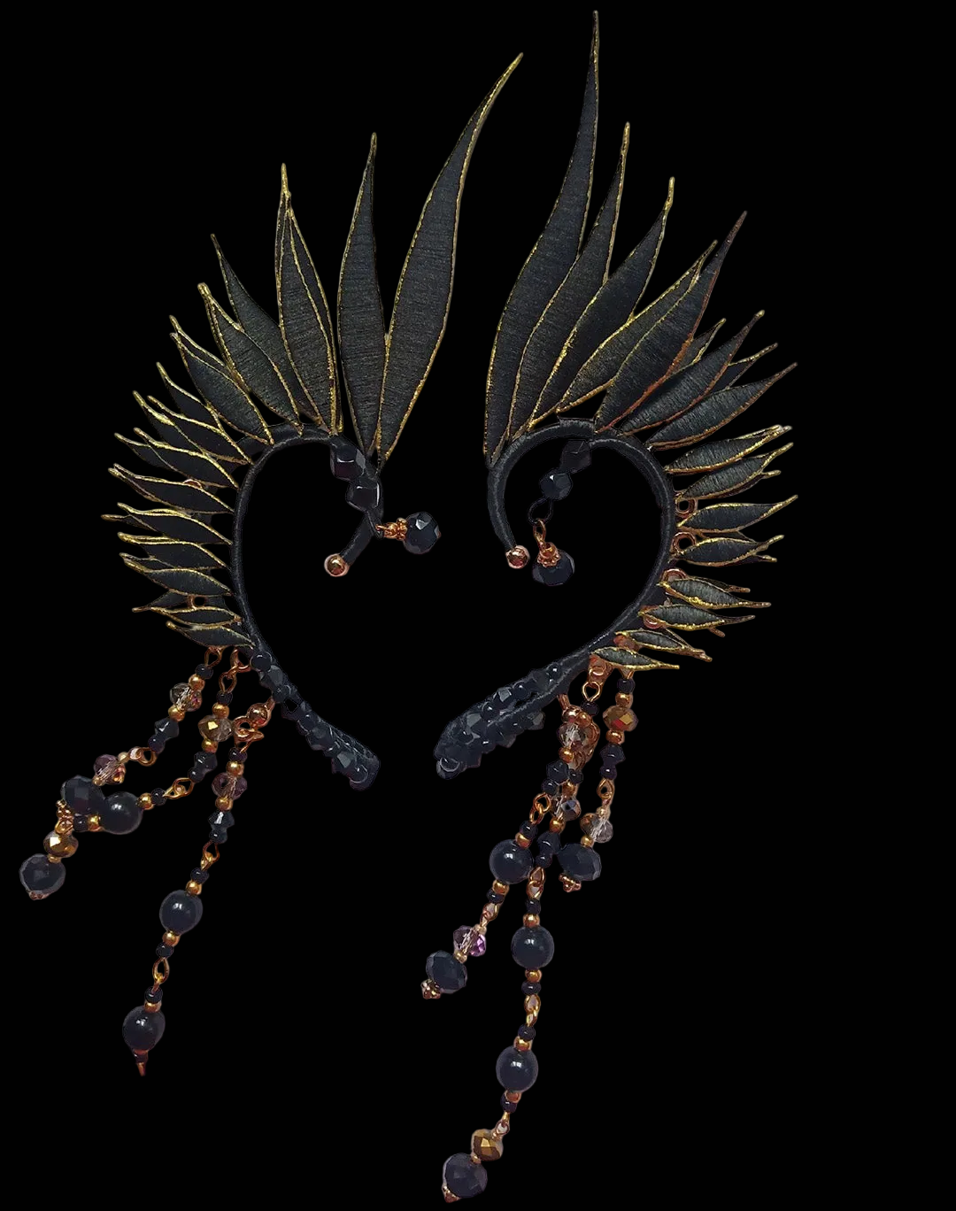 Black Wings Bespoke Earrings - Silk Earrings(Chanhua)