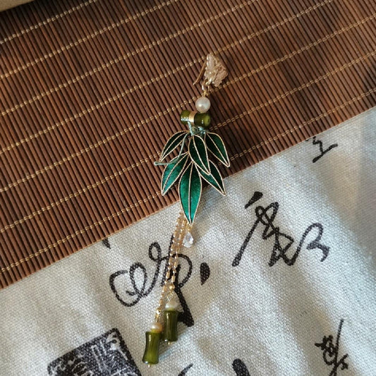 Orecchini su Misura "Foglie di Bambù" - Orecchini in Seta (Ronghua)