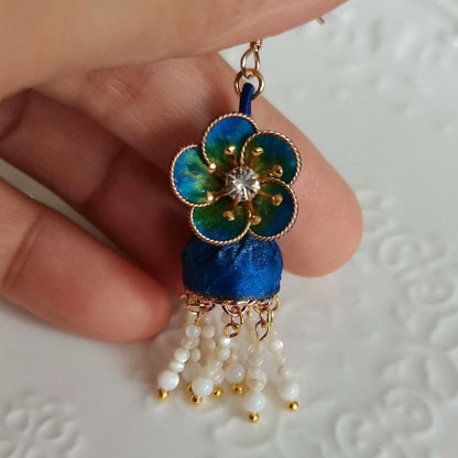 Palace Flower Lantern Bespoke Earrings - Silk Earrings(Ronghua)