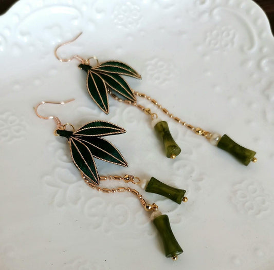 Orecchini su Misura "Bamboo Leaves" - Orecchini in Seta (Ronghua)