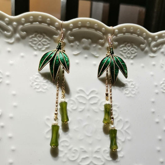 Orecchini su Misura "Bamboo Leaves" - Orecchini in Seta (Ronghua)