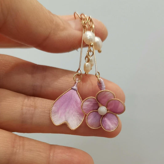 Orecchini Su Misura Fiore E Cuore - Orecchini in Seta (Ronghua)