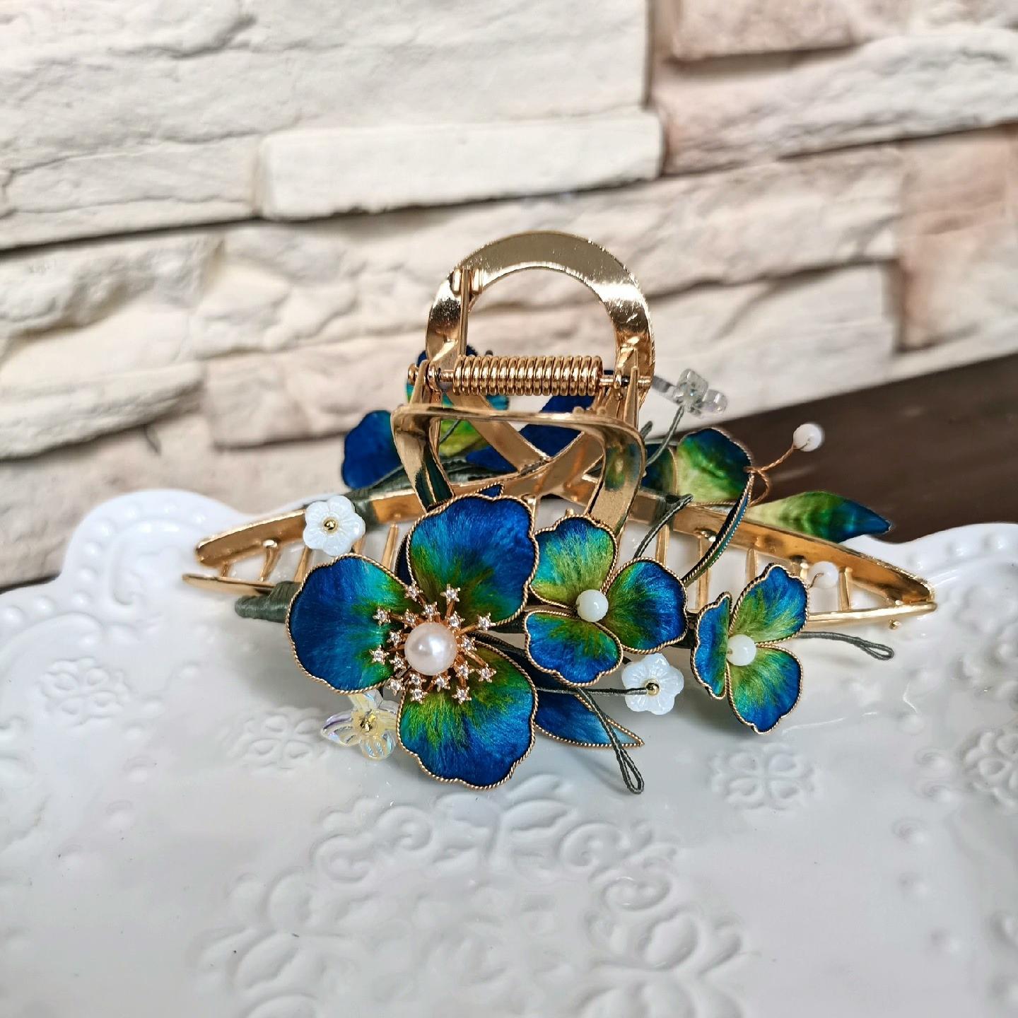 Fermaglio Iris su Misura - Fermaglio in Seta (Ronghua)