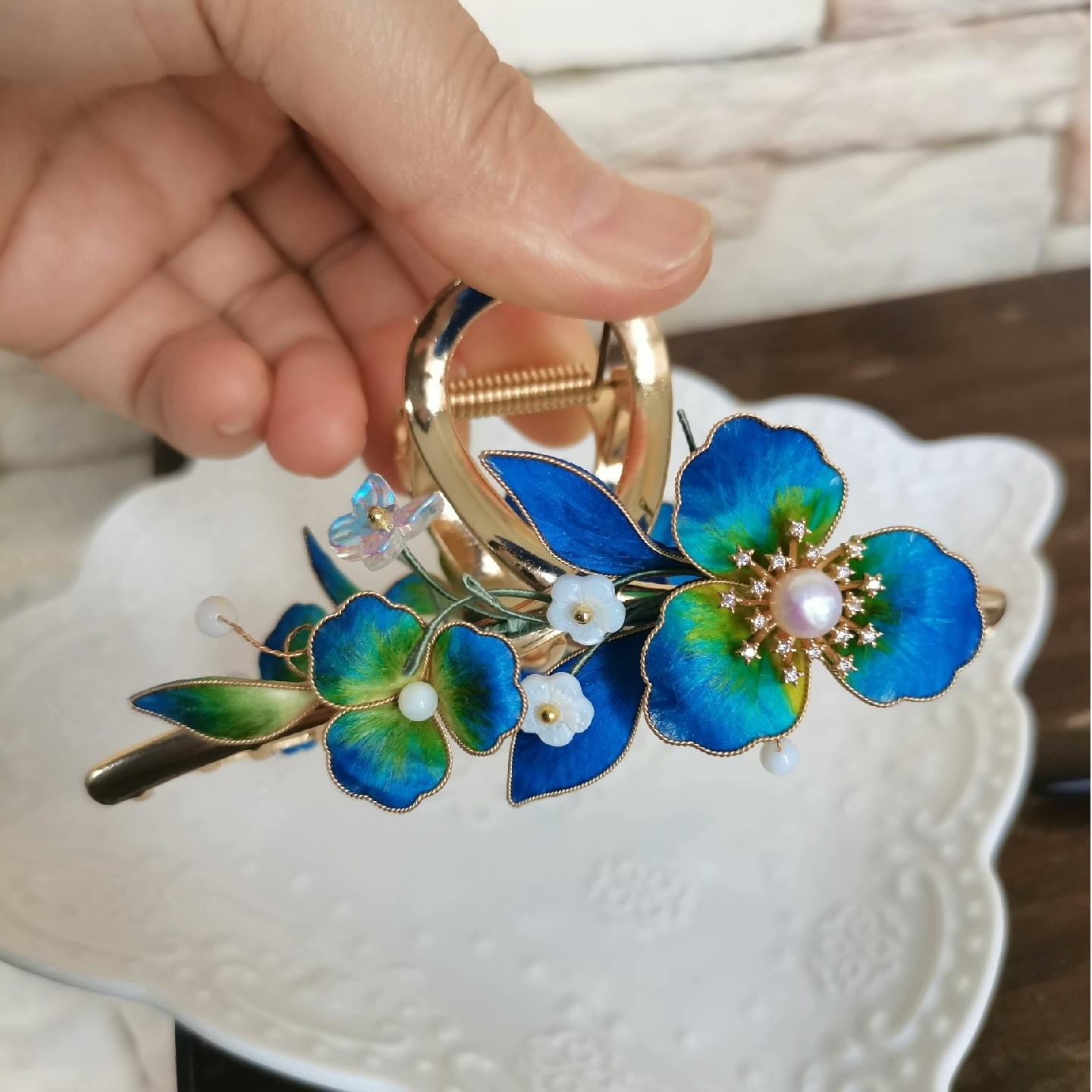 Fermaglio Iris su Misura - Fermaglio in Seta (Ronghua)