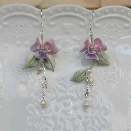 Boucles d'oreilles Rose Sur Mesure - Boucles d'oreilles en soie (Chanhua)
