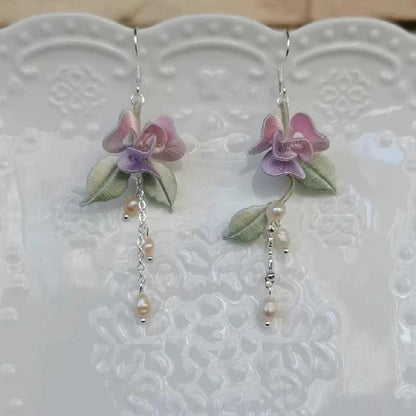 Boucles d'oreilles Rose Sur Mesure - Boucles d'oreilles en soie (Chanhua)