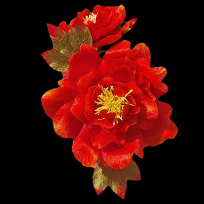 Forcina personalizzata peonia rossa - Forcina di seta (Ronghua)