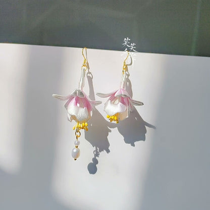 Handmade Chanhua Flower Earrings - 925 Silver Hooks & Freshwater Pearls | Versatile Daily & Event Wear