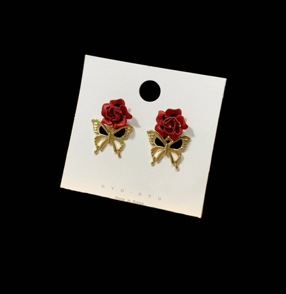 Handmade Chanhua Rose Earrings - Thread Floral Drop Earrings
