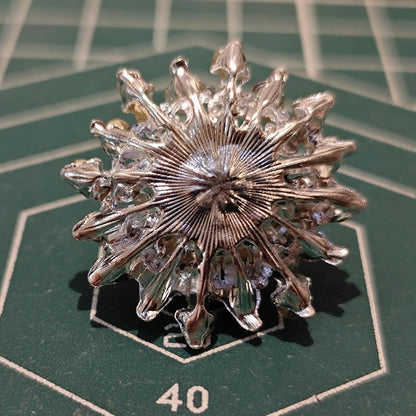 MF003  28mm Large Metal Flower Center Embellishment - Pearl & Rhinestone Charm for DIY Bridal, Chanhua & Statement Jewelry