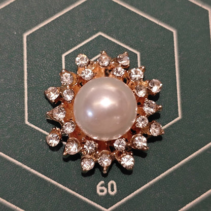 MF003  28mm Large Metal Flower Center Embellishment - Pearl & Rhinestone Charm for DIY Bridal, Chanhua & Statement Jewelry
