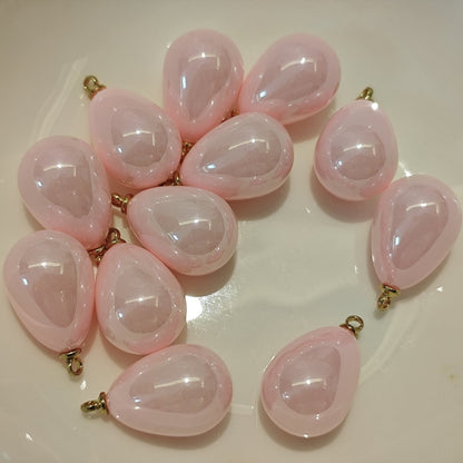 5 Pieces HB009(B) Creamy Pink Teardrop Charms – Small ABS Pendants for DIY Jewelry, Ronghua & Chanhua