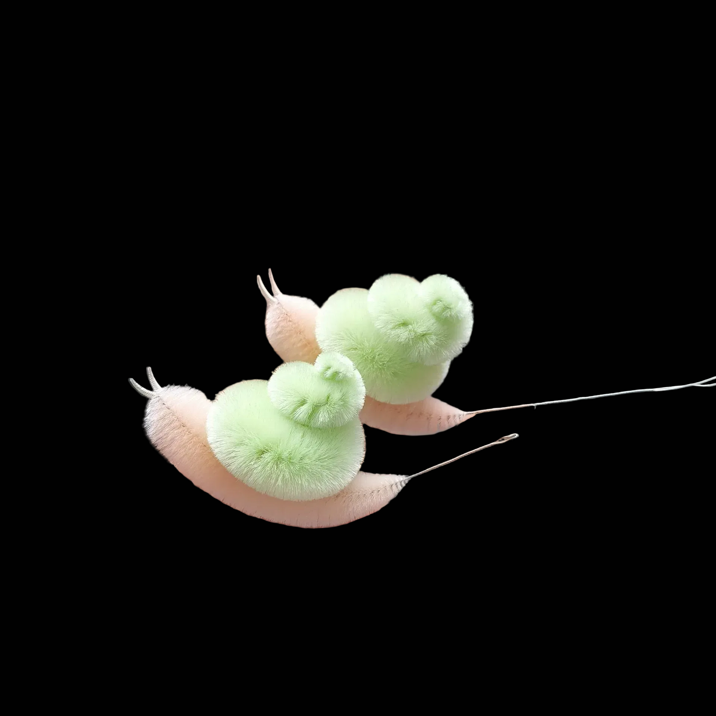 Handmade Ronghua Large Snail Ornament - Natural Mulberry Silk Velvet Display