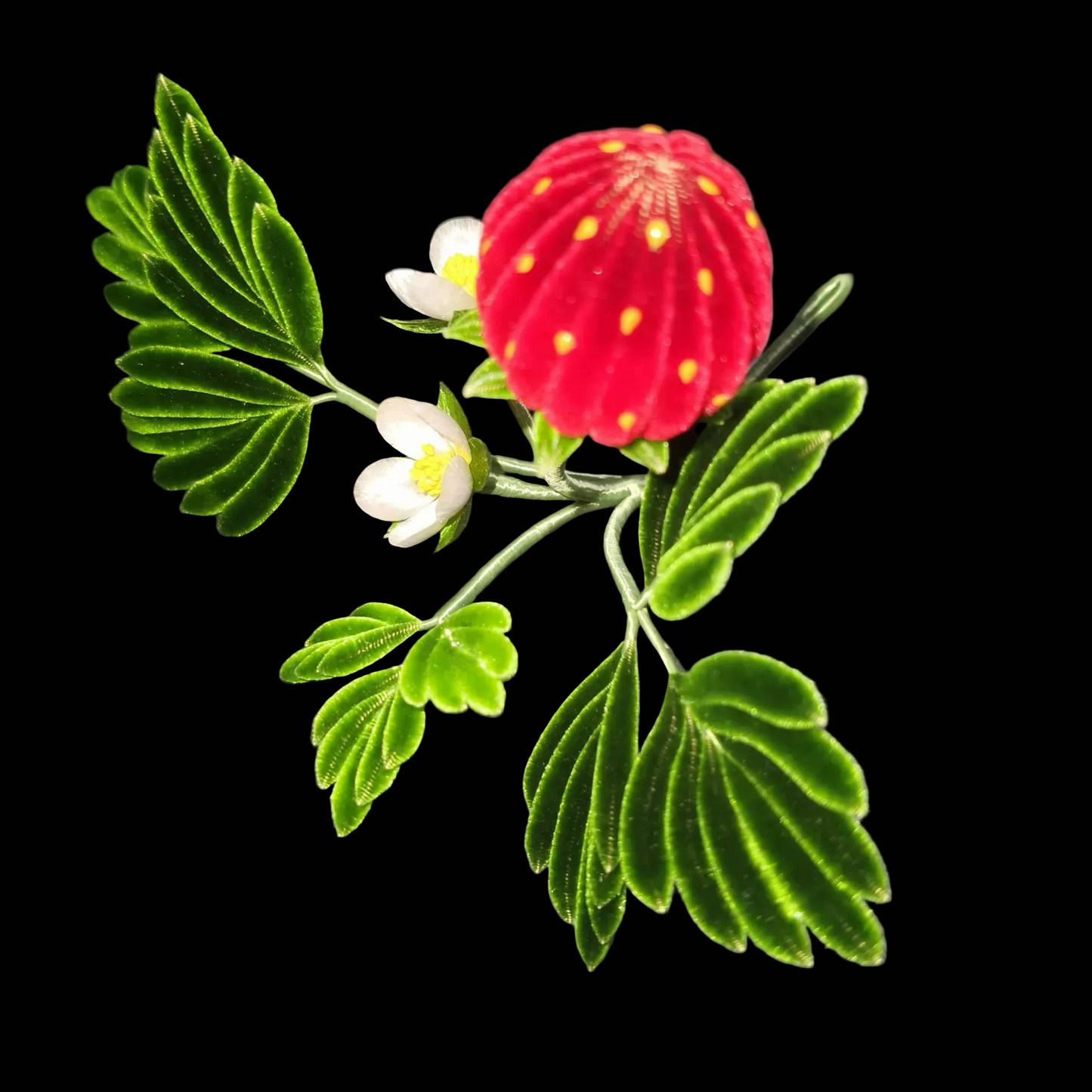 Handmade Ronghua Strawberry Hair Pin - Natural Mulberry Silk