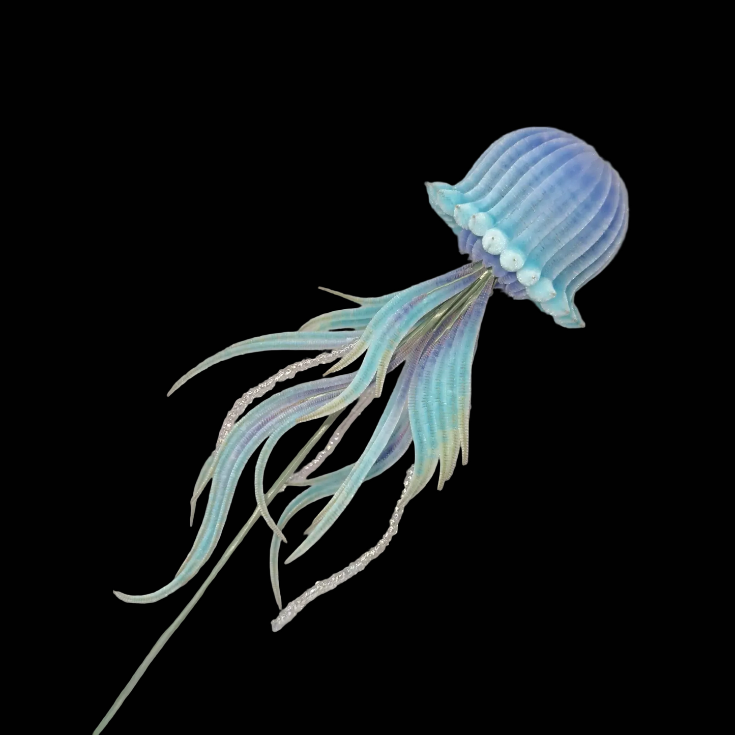 Handmade Ronghua Jellyfish Ornament - Natural Mulberry Silk Velvet Display