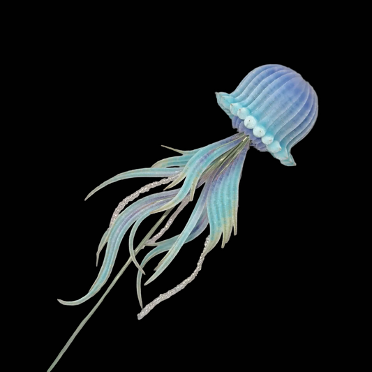 Handmade Ronghua Jellyfish Ornament - Natural Mulberry Silk Velvet Display