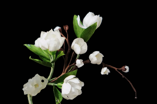 Handmade Ronghua Jasmine Hair Pin - Natural Mulberry Silk Flower