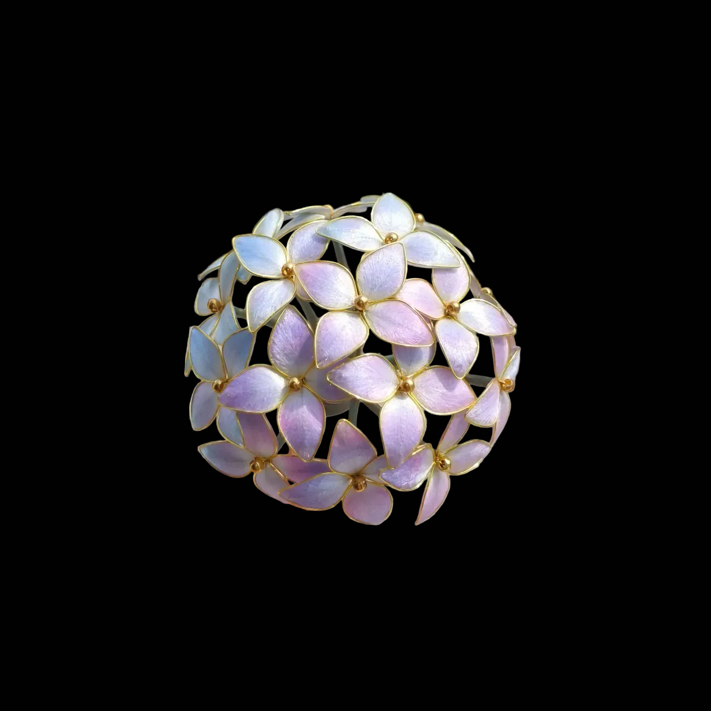 Épingle à cheveux faite à la main Ronghua Boule d'hortensia - Pince à cheveux fleur en velours de soie de mûrier