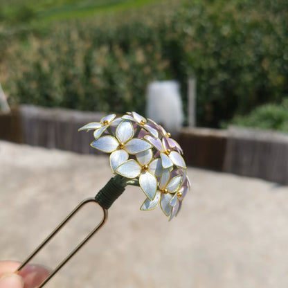 Épingle à cheveux faite à la main Ronghua Boule d'hortensia - Pince à cheveux fleur en velours de soie de mûrier