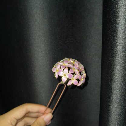Épingle à cheveux faite à la main Ronghua Boule d'hortensia - Pince à cheveux fleur en velours de soie de mûrier