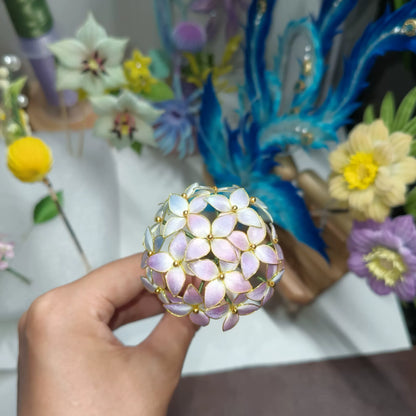 Épingle à cheveux faite à la main Ronghua Boule d'hortensia - Pince à cheveux fleur en velours de soie de mûrier