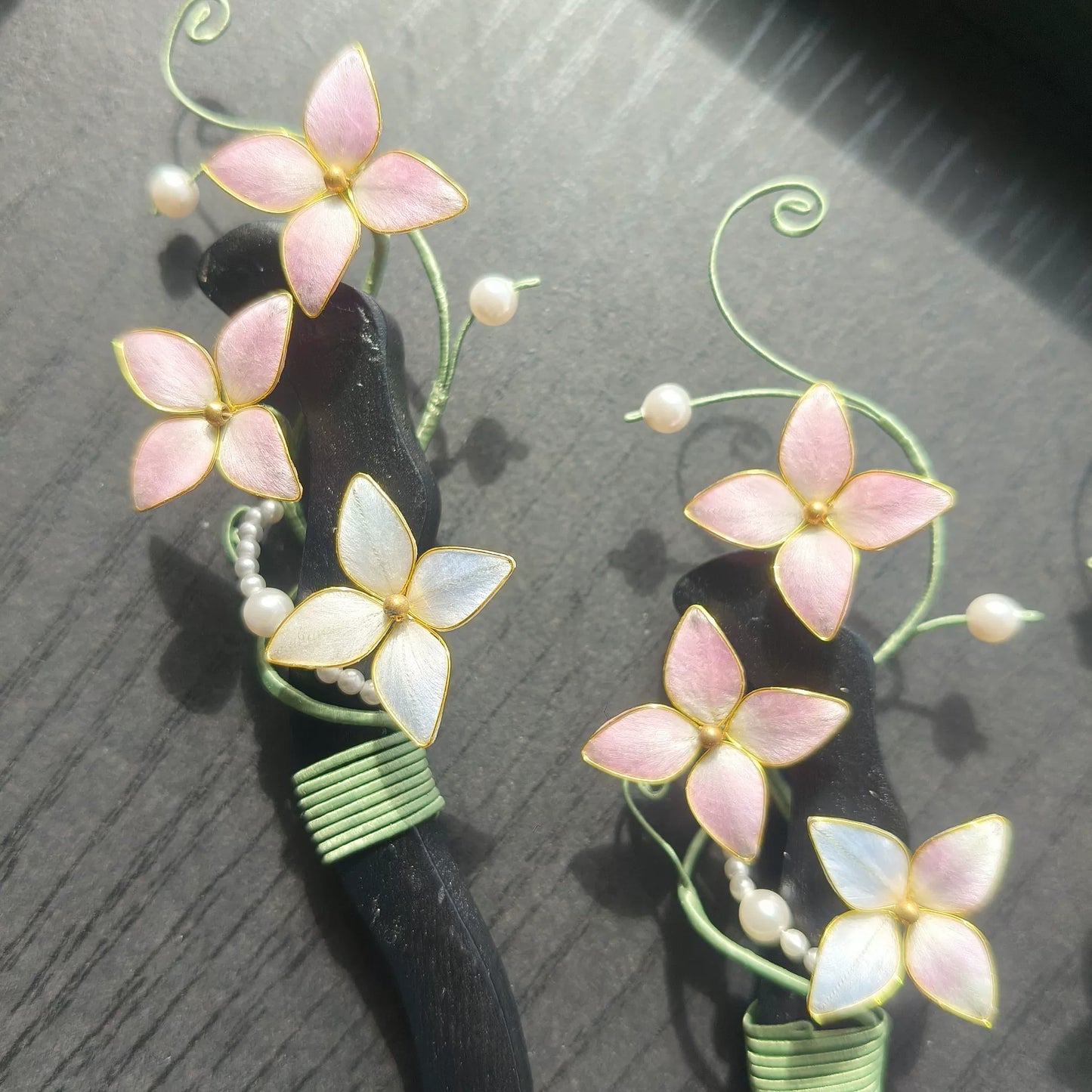 Handmade Ronghua Vine Flower Hairpin - Mulberry Silk Velvet Blossom Hair Pin