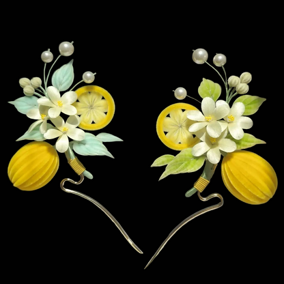 Handmade Ronghua Lemon Summer Hairpin - Natural Silk Flower Hair Accessory