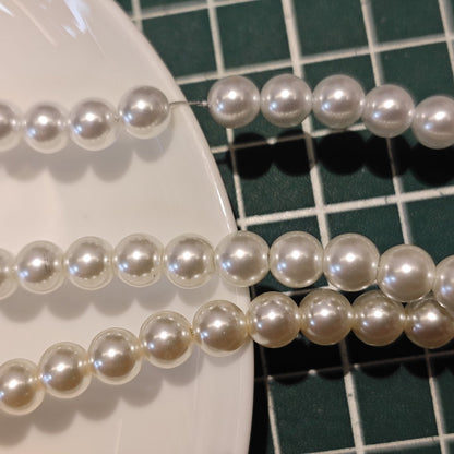 White Series Glass Pearl Beads Strands - Premium Imitation Pearls for DIY Jewelry Making