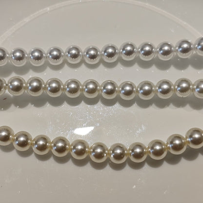 White Series Glass Pearl Beads Strands - Premium Imitation Pearls for DIY Jewelry Making