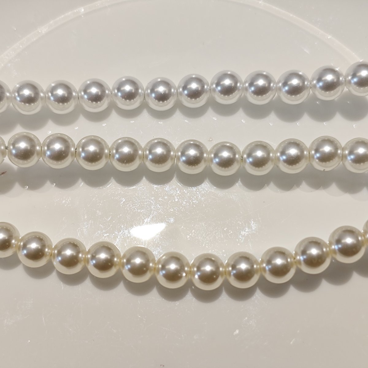 White Series Glass Pearl Beads Strands - Premium Imitation Pearls for DIY Jewelry Making