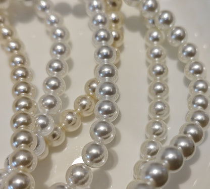 White Series Glass Pearl Beads Strands - Premium Imitation Pearls for DIY Jewelry Making