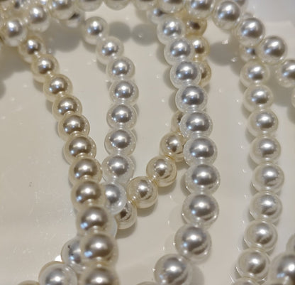 White Series Glass Pearl Beads Strands - Premium Imitation Pearls for DIY Jewelry Making