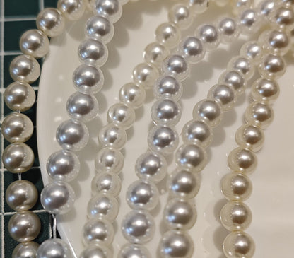 White Series Glass Pearl Beads Strands - Premium Imitation Pearls for DIY Jewelry Making