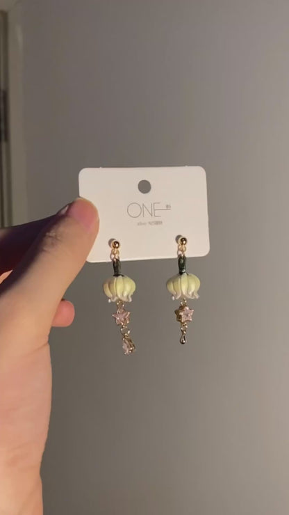 Handmade Lily of the Valley Chanhua Earrings - Artisanal Thread-Wrapped Floral Jewelry