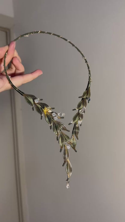 Collana Chanhua Yingluo fatta a mano - Collana appariscente artigianale avvolta in filo