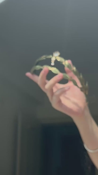 Tiara Athéna Chanhua faite à la main - Bijou de tête artisanal feuilles de laurier