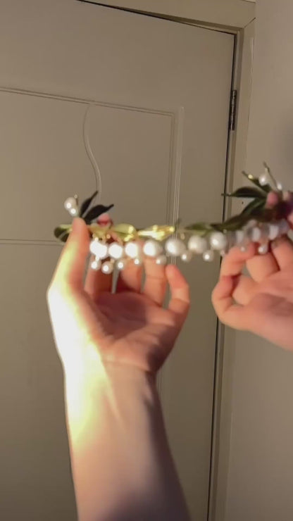 Handmade Lily of the Valley Headband - Artisanal Chanhua Floral Hair Hoop with Glass Blossoms